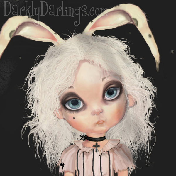 Pink goth girl with bunny ears