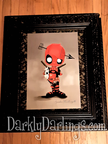 Marvel's Deadpool fan art in a goth frame 
