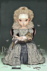 Elizabethan / Victorian princess with her cat.