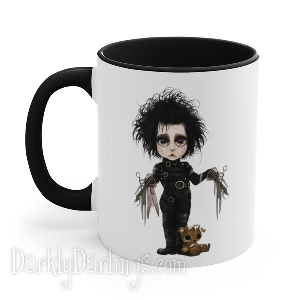 Edward Scissorhands portrayed by Johnny Depp on a coffee mug