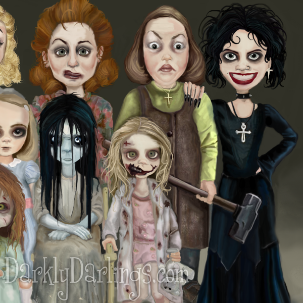 Mommy/Mrs. Robeson (The People Under the Stairs,) Kathy Bates/Annie Wilkes (Misery,) Nancy Downs/Fairuza Balk (The Craft,) Samara (The Ring,) Zombie girl (The Walking Dead,)