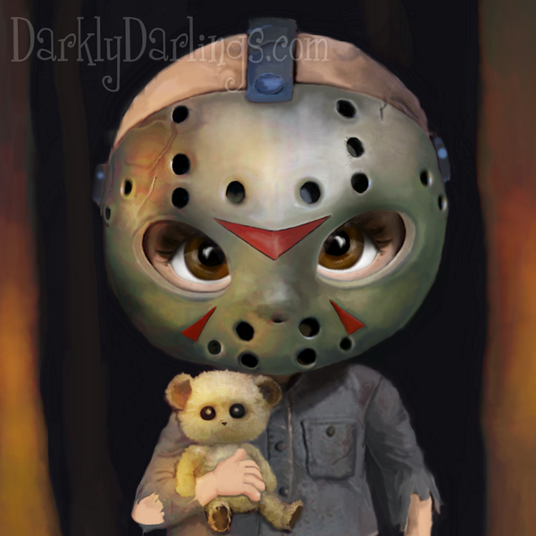 Cute Jason Voorhees with his Teddy Bear 