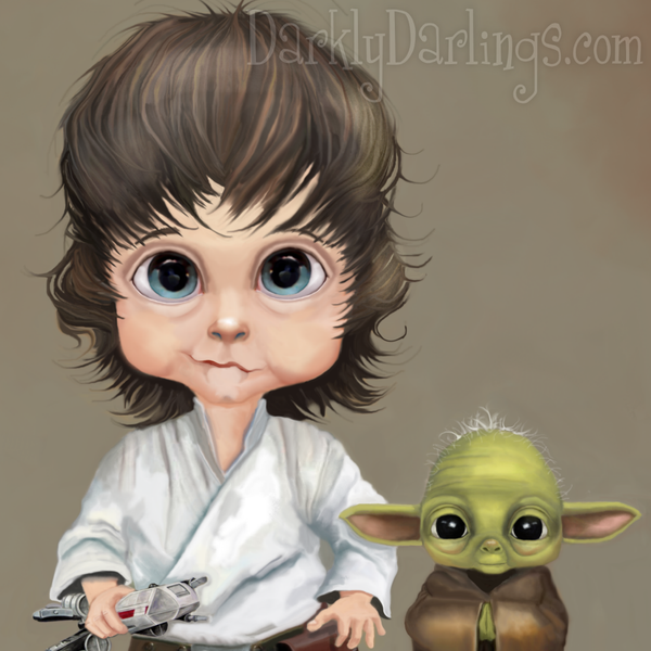 Little Luke Skywalker with master yoda.