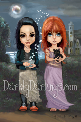 Practical Magic fan art of Sally and Gillian Owens portrayed by Sandra Bullock and Nicole Kidman