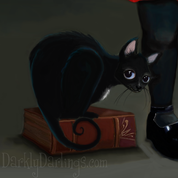 goblin familiar Salem disguised as a black cat