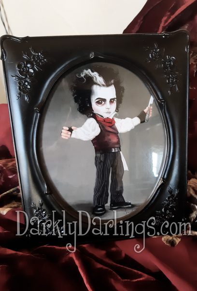 Johnny Depp as Sweeney Todd in gothic frame 